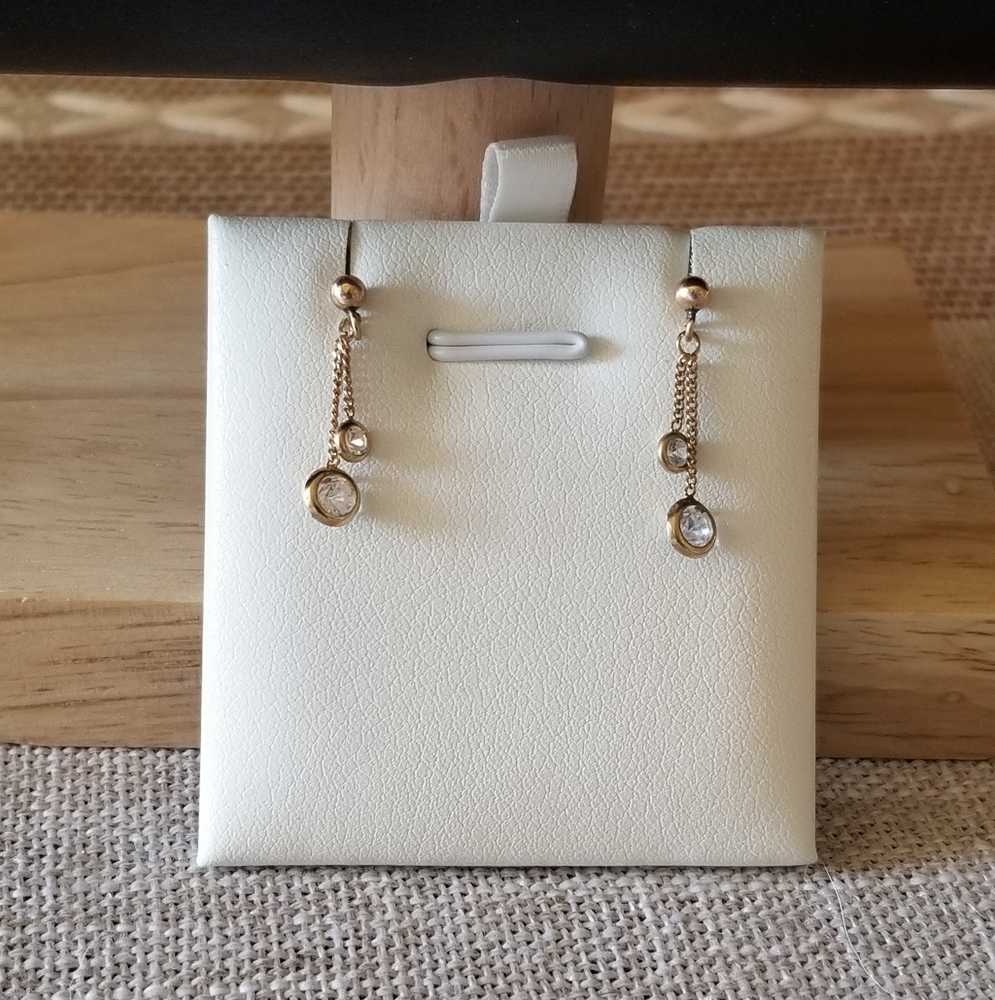 14K Gold CZ Dangling Earrings